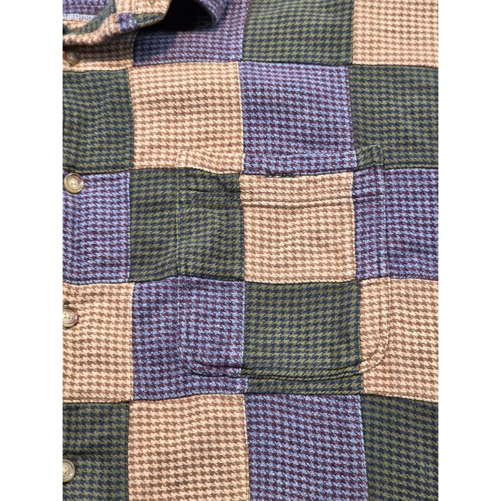Orvis Men's L Patchwork Plaid Snap Shirt 100% Cotton Heavyweight Outdoor Flannel - Picture 8 of 13